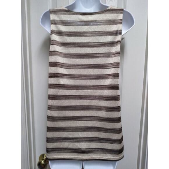 Banana Republic Size Medium Metallic Gold And Brown Striped Tank Top - Picture 2 of 4
